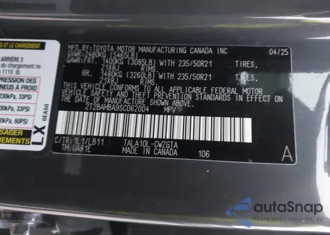 2025 Lexus Rx 350 Premium Plus из США, поврежденный, VIN 2T2BAMBA9SC062004